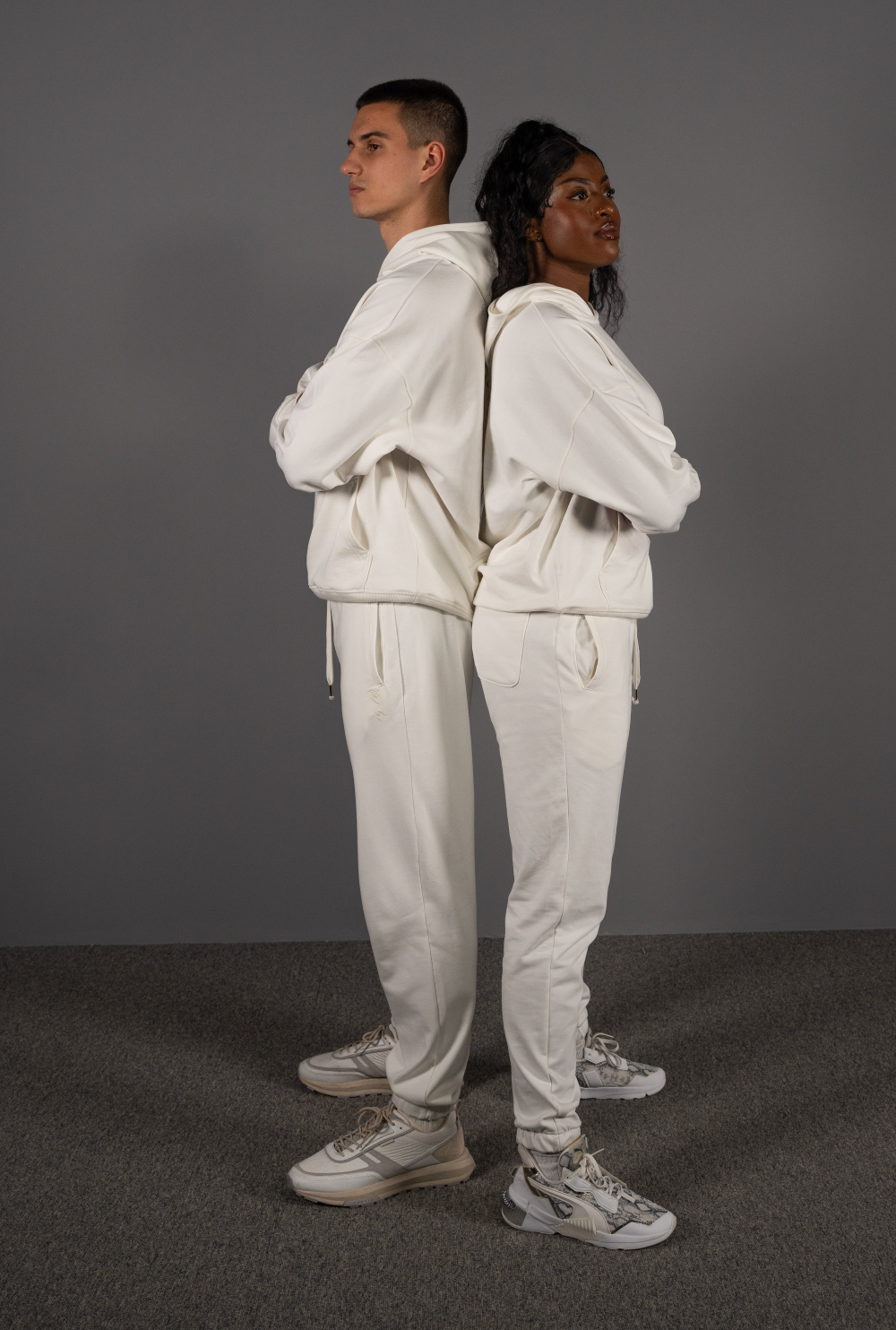 unisex loose off-white hoodie